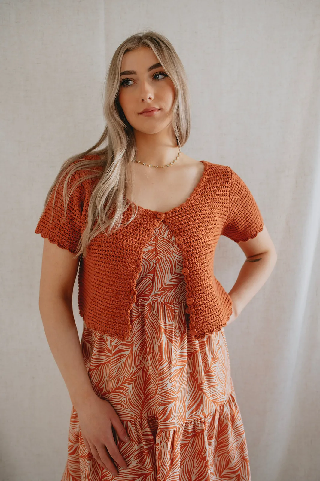 The Geo Leaf Pintuck Mini Dress