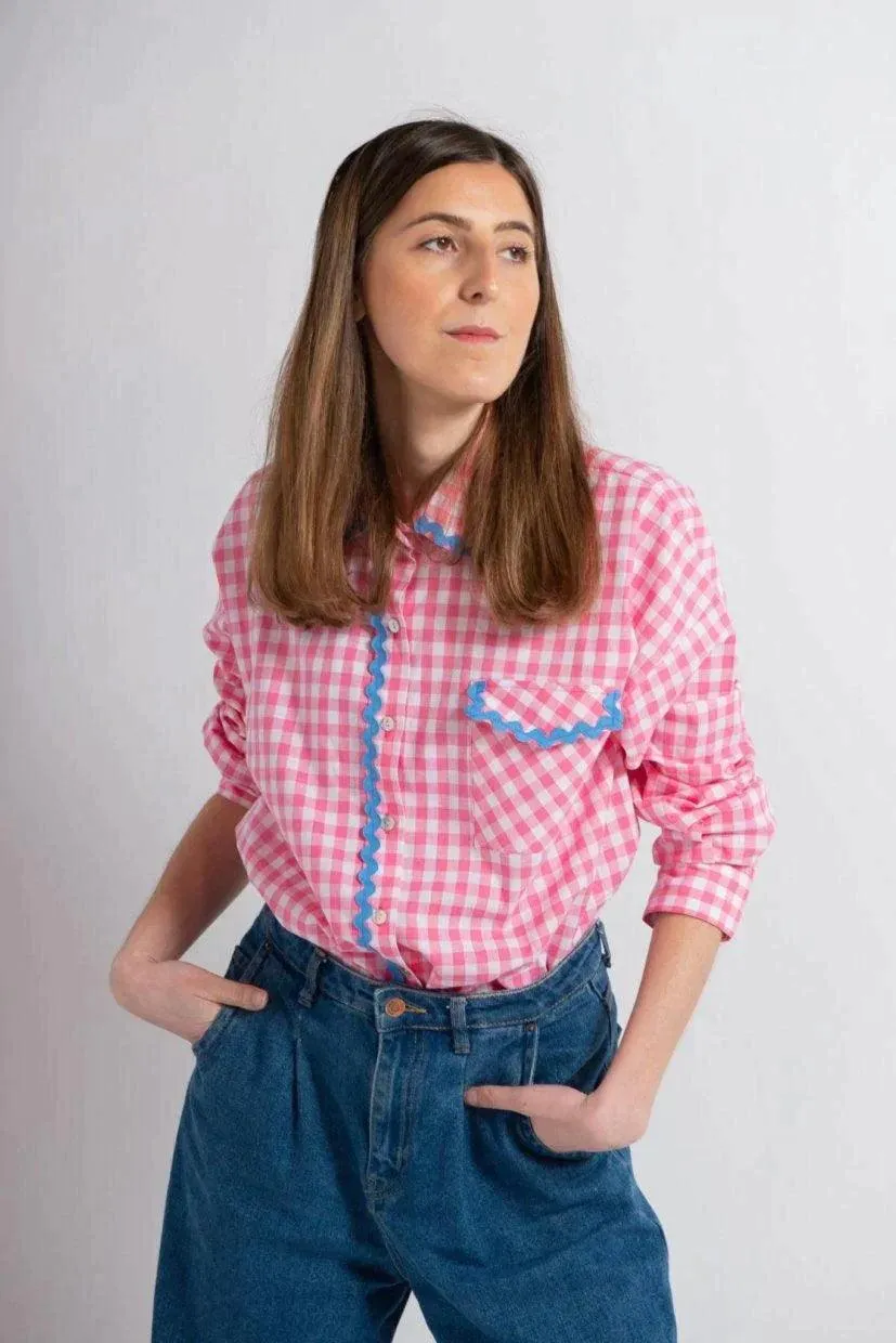 Theodore oversized shirt - pink gingham