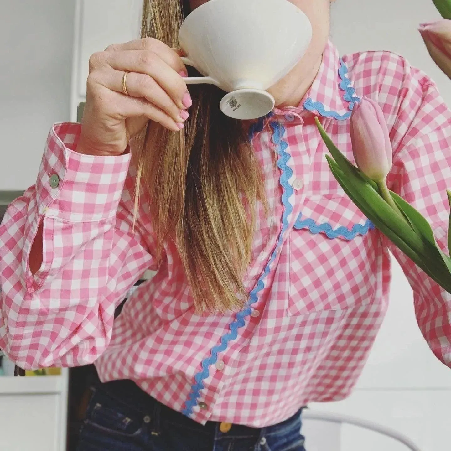 Theodore oversized shirt - pink gingham