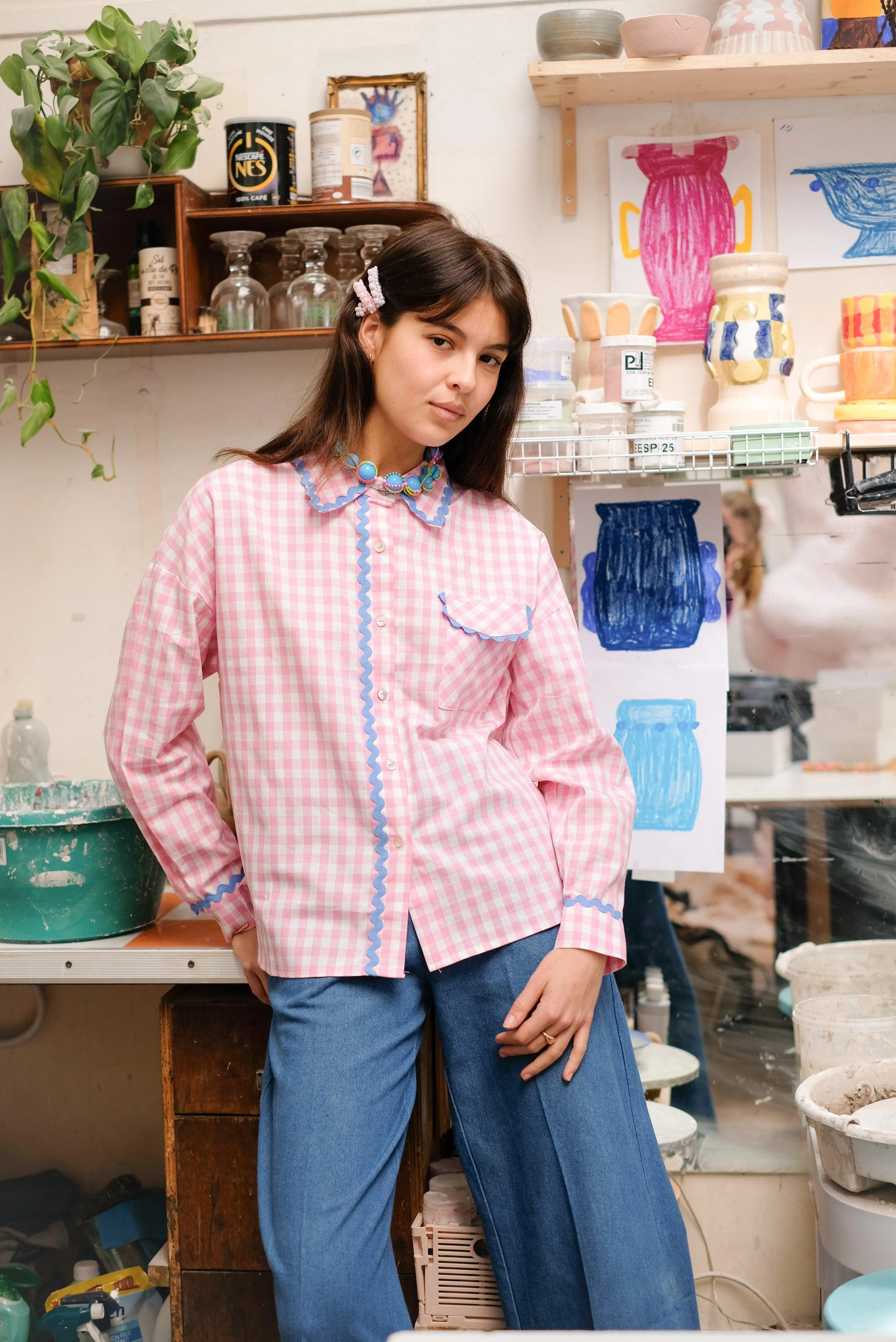 Theodore oversized shirt - pink gingham