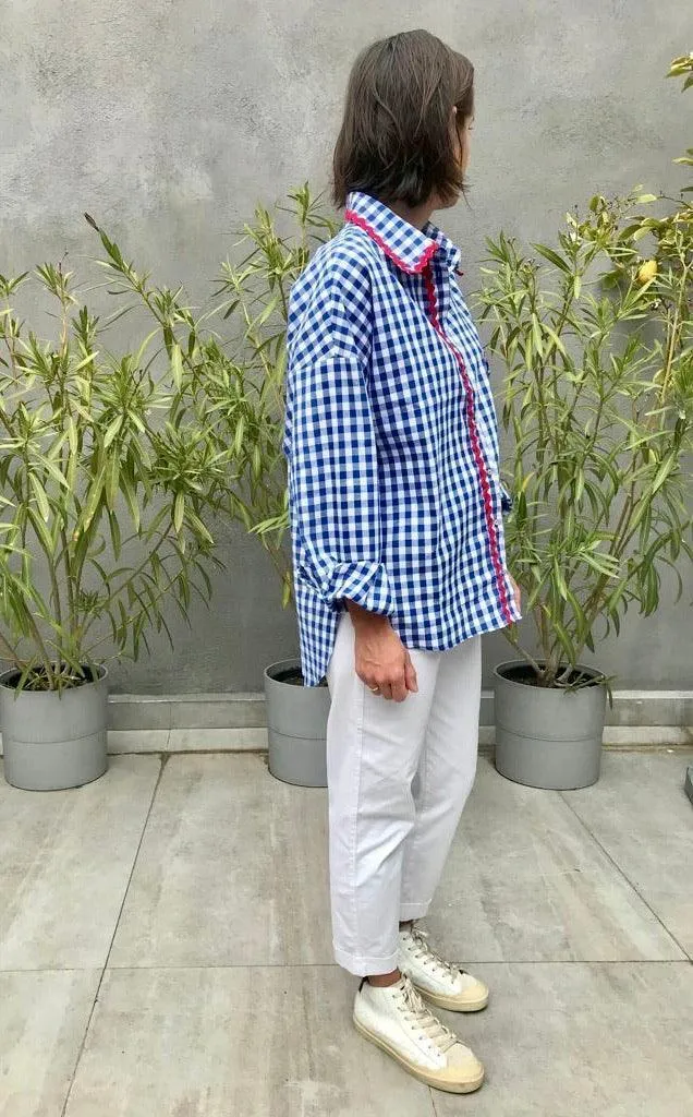 Theodore oversized shirt - royal blue gingham