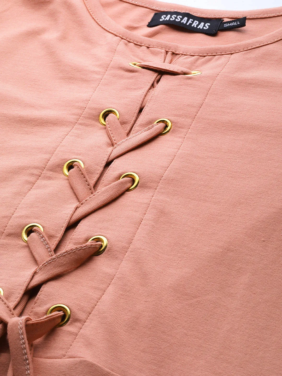 Women Peach Front Criss Cross Detail Maxi